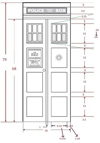 Technical drawing of a door