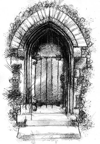 Shaded drawing of a door
