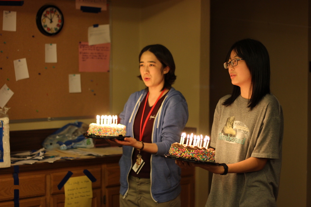 Photo of celebrating a birthday at camp