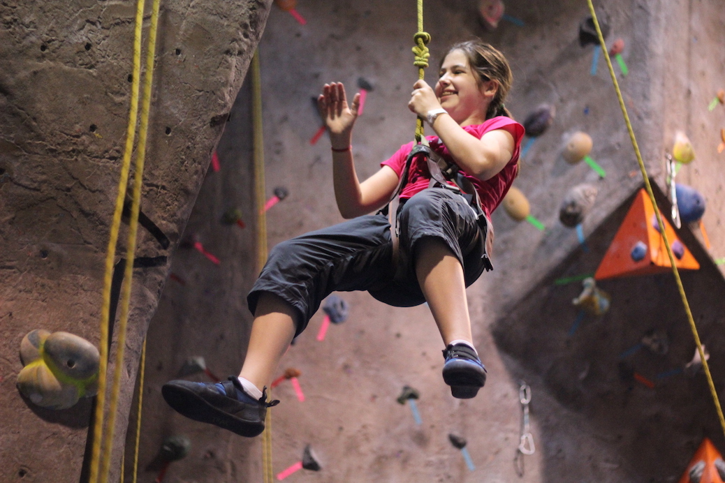 Photo of indoor rock climbing at Mathcamp 2012