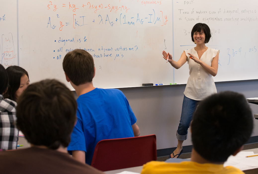 Photo of a Mathcamp mentor teaching