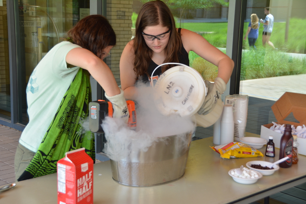 Photo of making ice cream with liquid nitrogen.